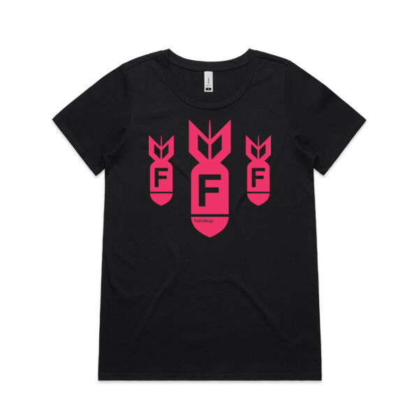 Dropping F Bombs - Vivid pink print - Womens Shallow Scoop Tee Thumbnail